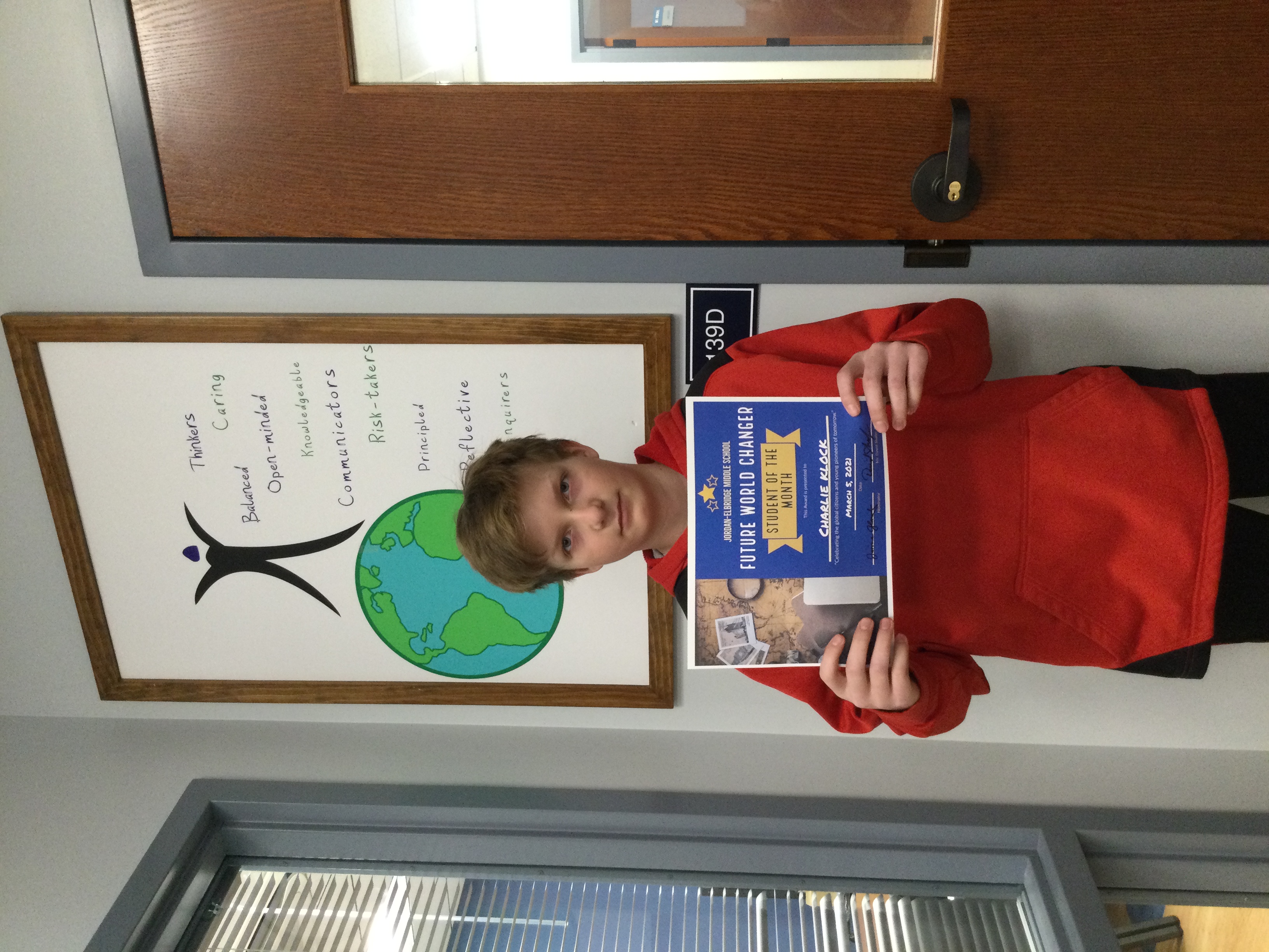 7th grader Charlie Klock wins 'Future World Changer' award
