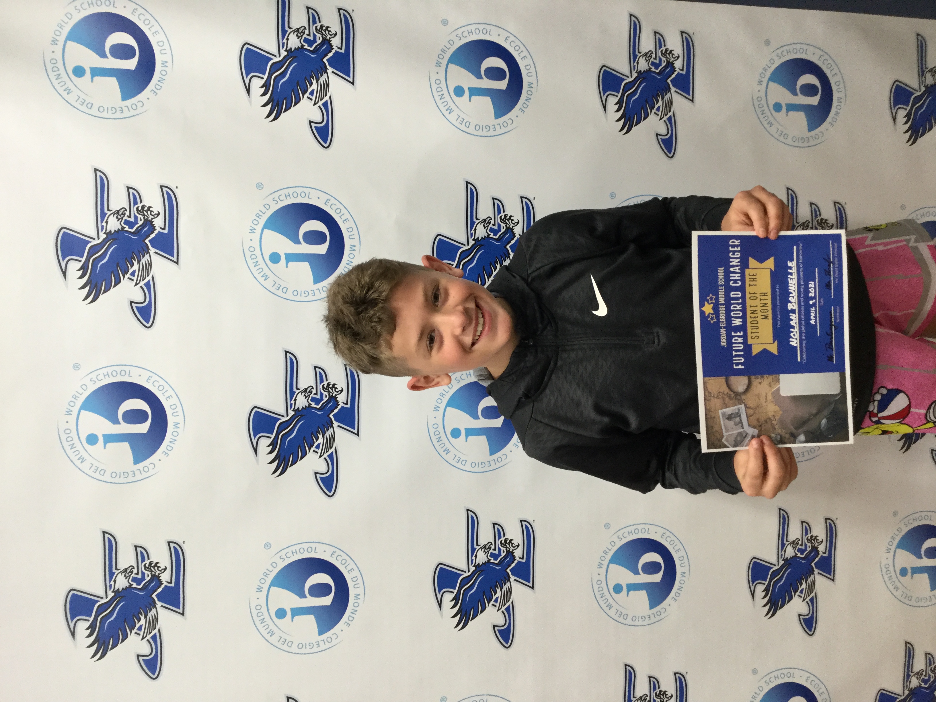 7th grader Nolan Brunelle receives 'Future World Changer' award for the month of March