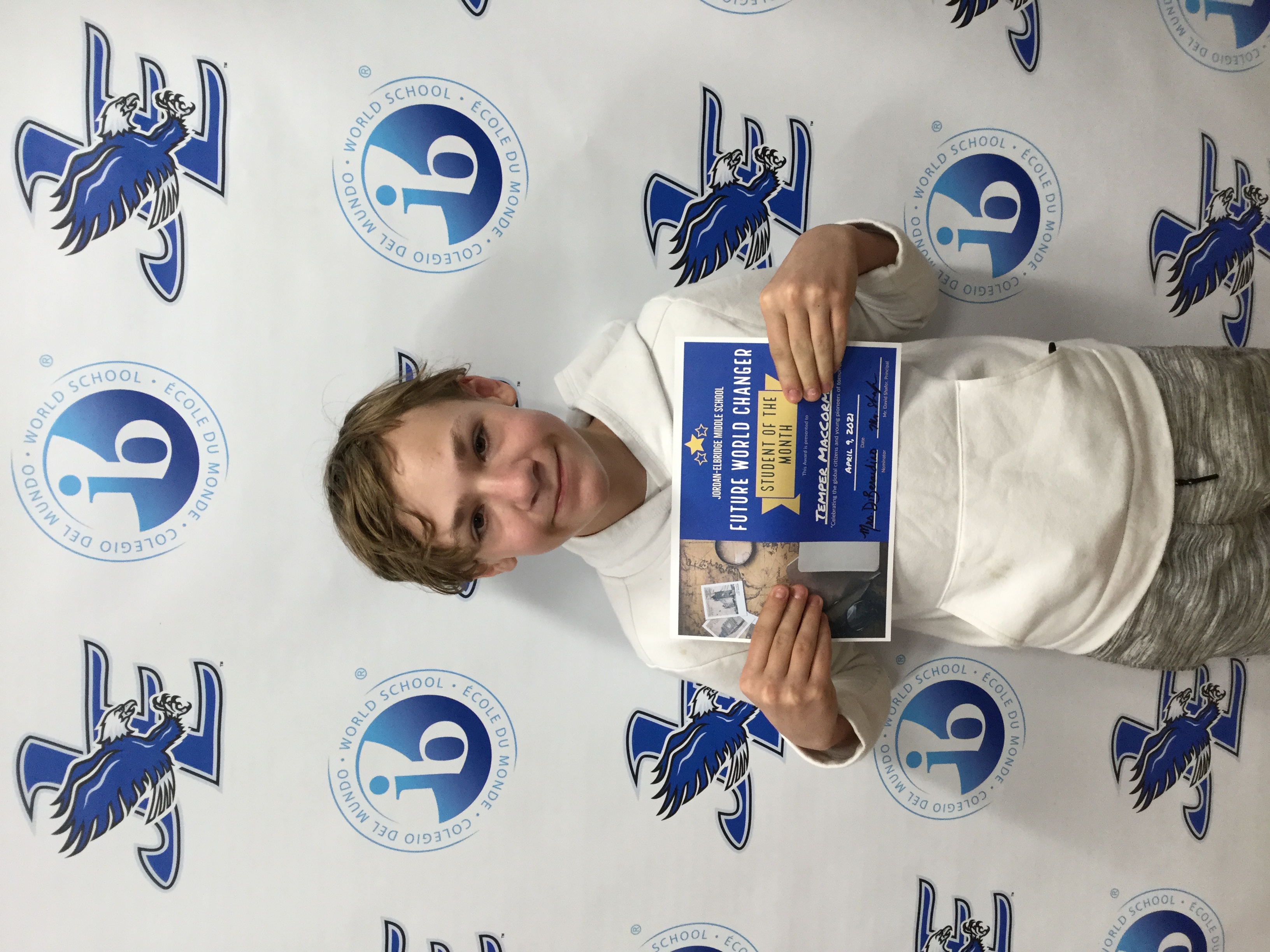 7th grader Temper MacCormack receives 'Future World Changer' award for the month of March