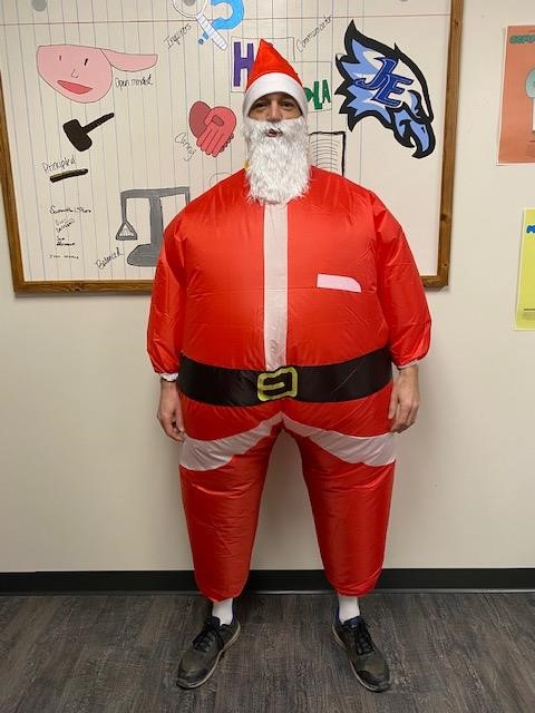 Mr. Canino received the most votes in the NJHS 'Hilarious Holiday Fundraiser'