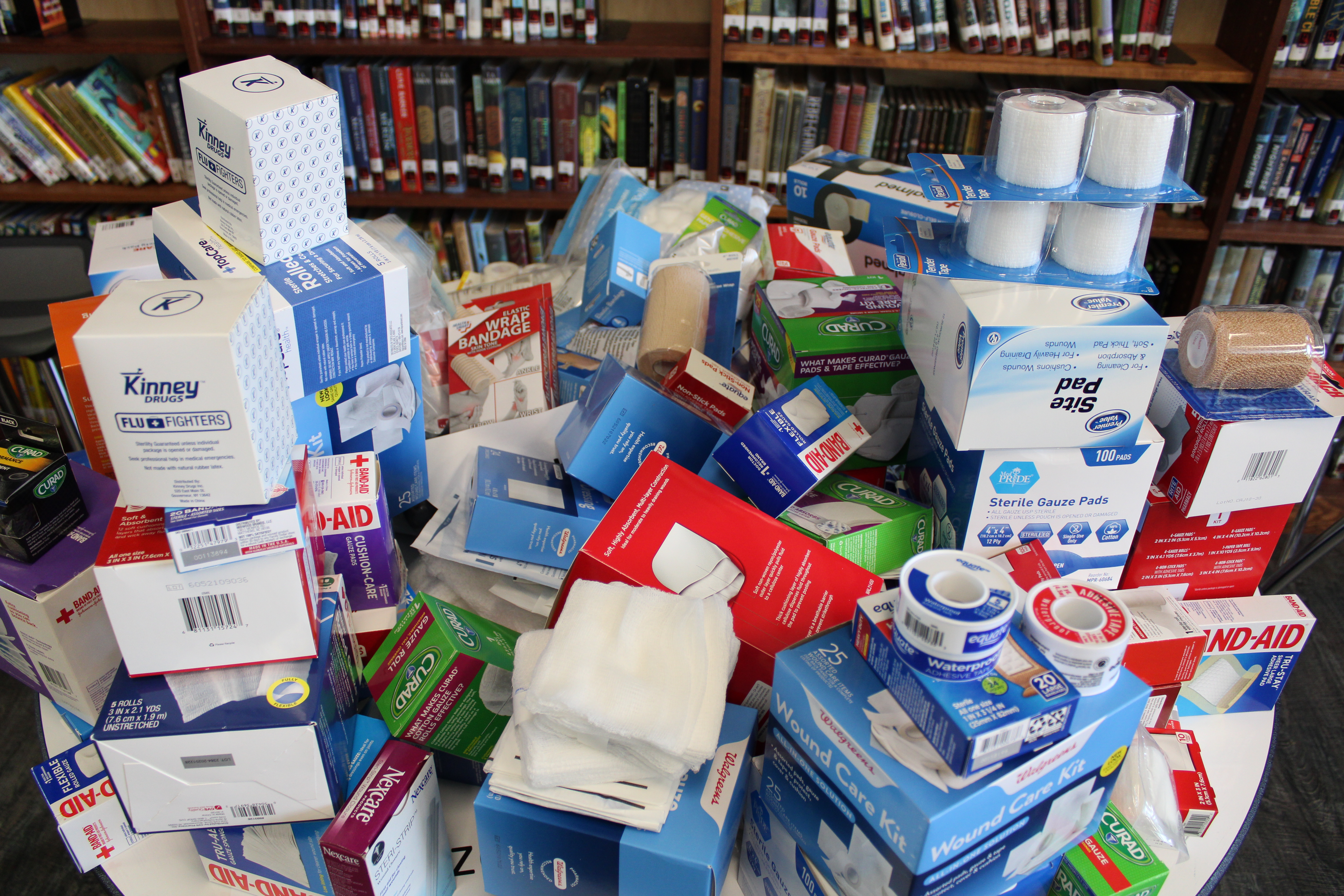 JEMS students organize donated medical items that will be sent to Ukraine
