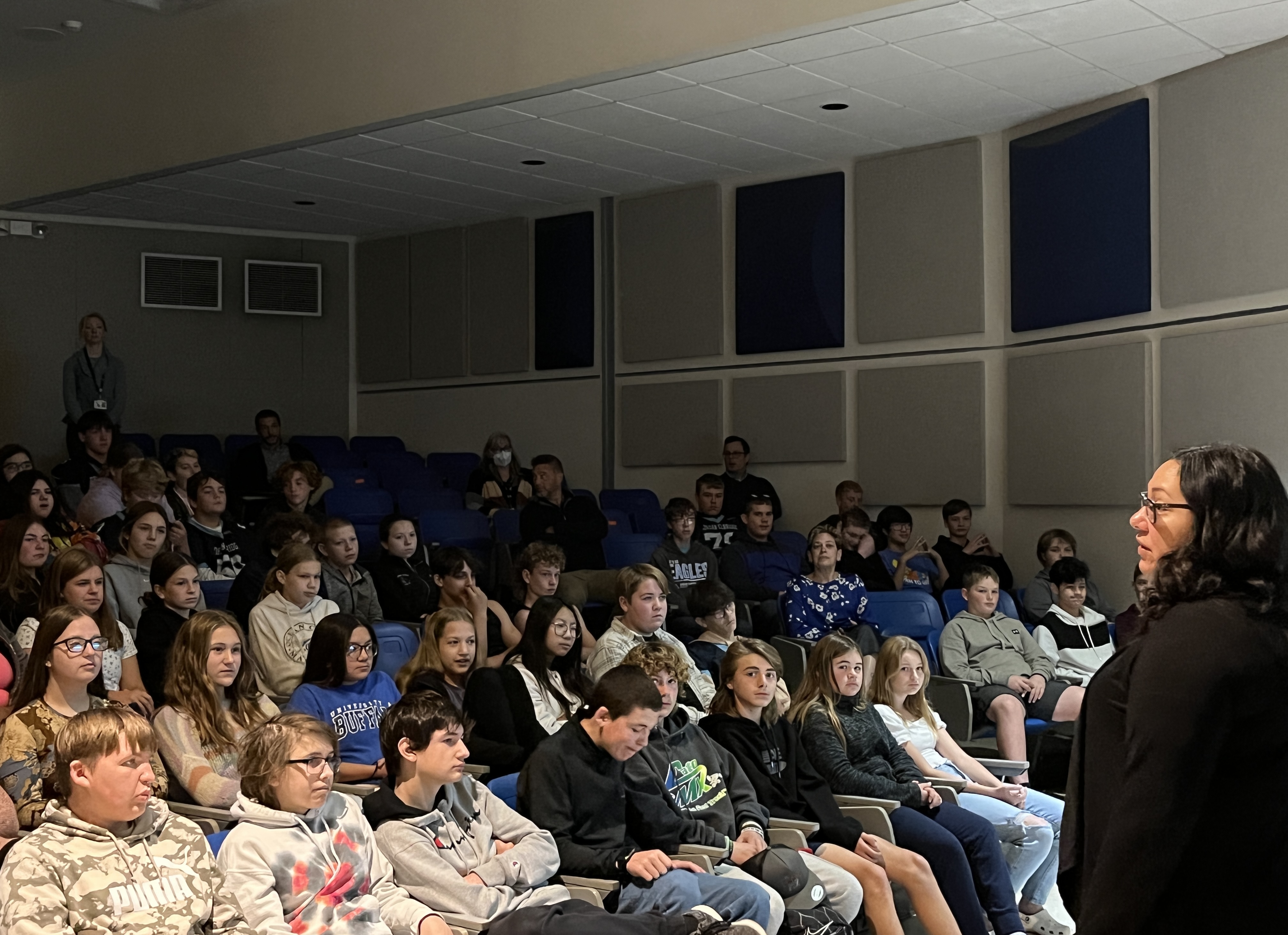 8th grade students attend an assembly on cyber safety run by the NCMEC