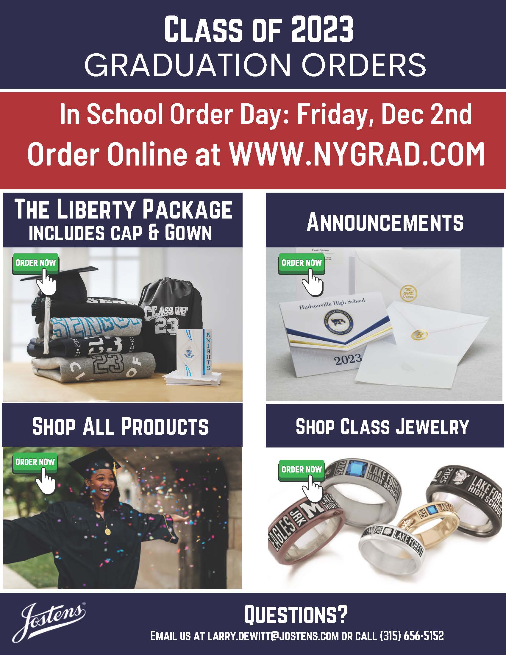 In-school graduation ordering is happening on Friday, December 2nd