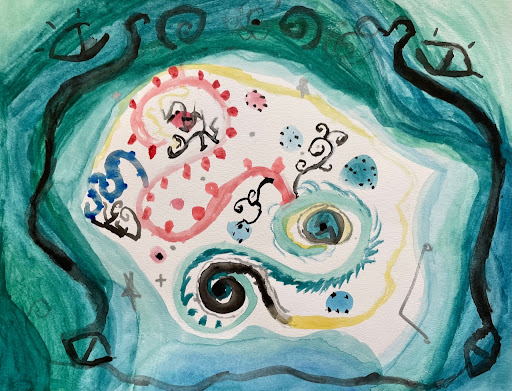 Sixth grader Sevanna Saunders shows activism through her art titled "The River's Symphony"